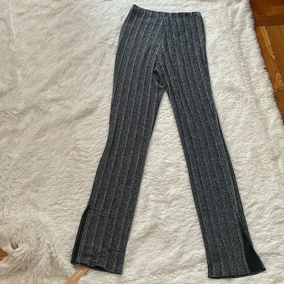 Reformation Largo side slit high Rise metallic pants in gray and black - Picture 11 of 12